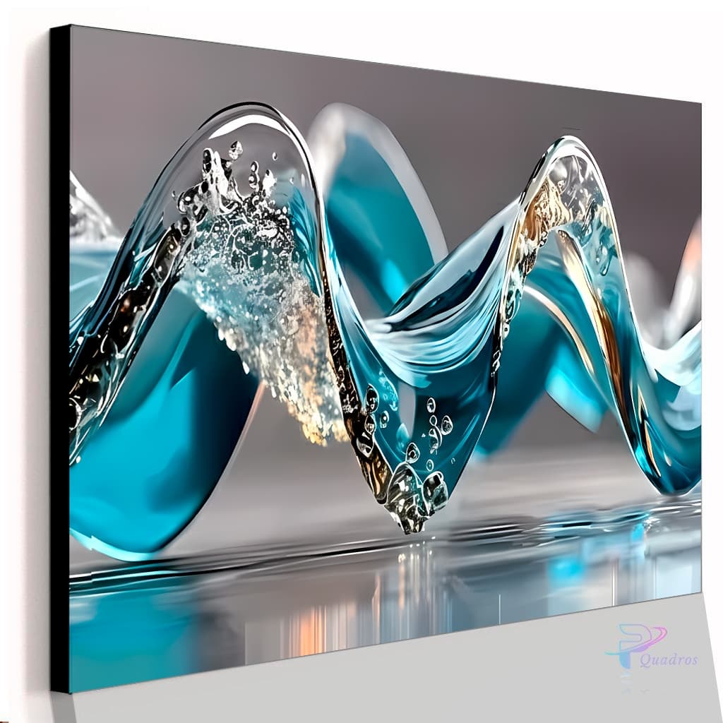 Quadro Decorativo Abstrato Fluido de Cristal Azul Casa Sala Quarto Parede Decoração