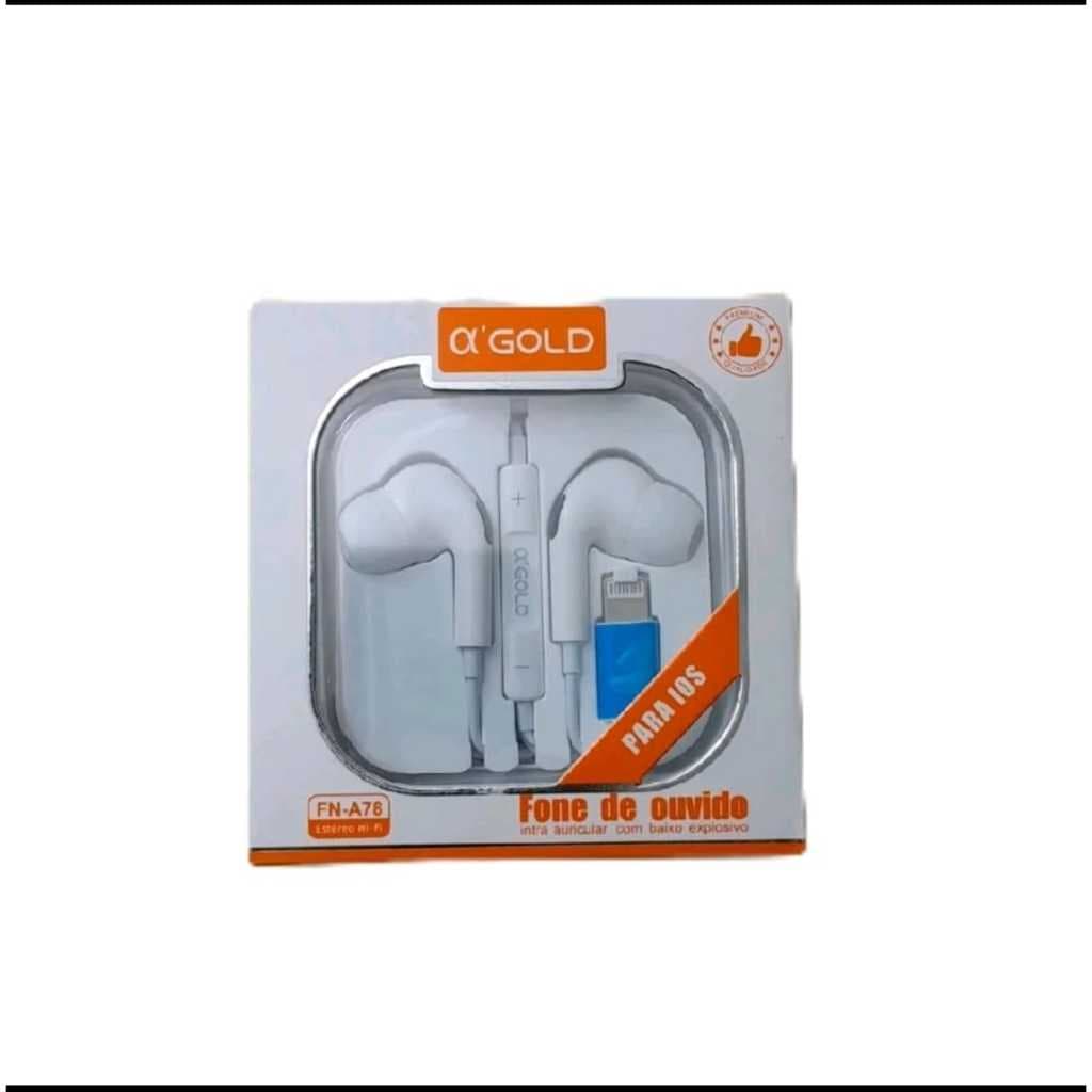 Fone de Ouvido Com Fio Para Iphone  7, 8 Plus, X, 11 12 13 14 Pro IPad FN_A78 AGOLD