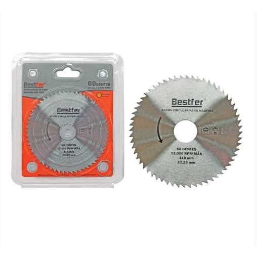 Disco de Corte para Madeira Bestfer 60 70 80 Dentes 110x20mm