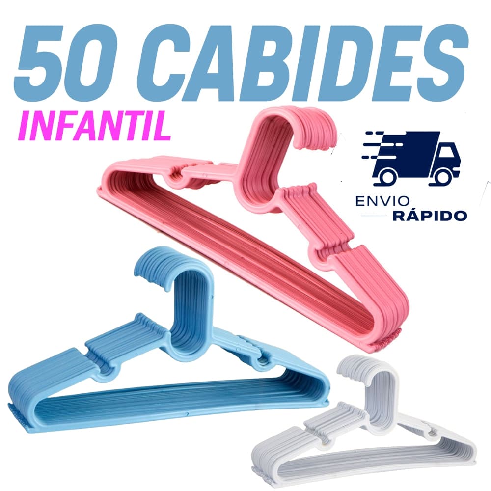 Kit 50 Cabides Infantis Organize Roupas Bebê Guarda Roupa