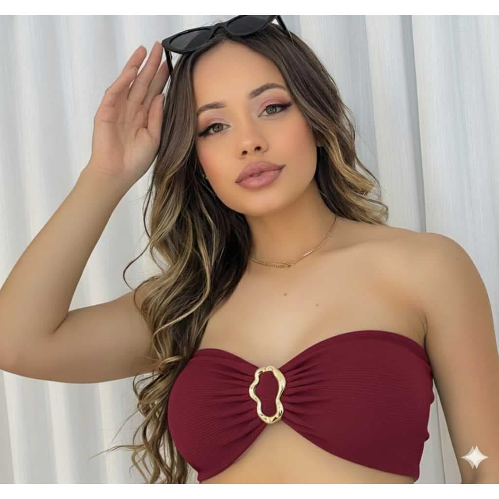 TOP CROPPED FEMININO COM BOJO DETALHE EM FIVELA DANDO MAIS SOFISTICAÇAO A PEÇA