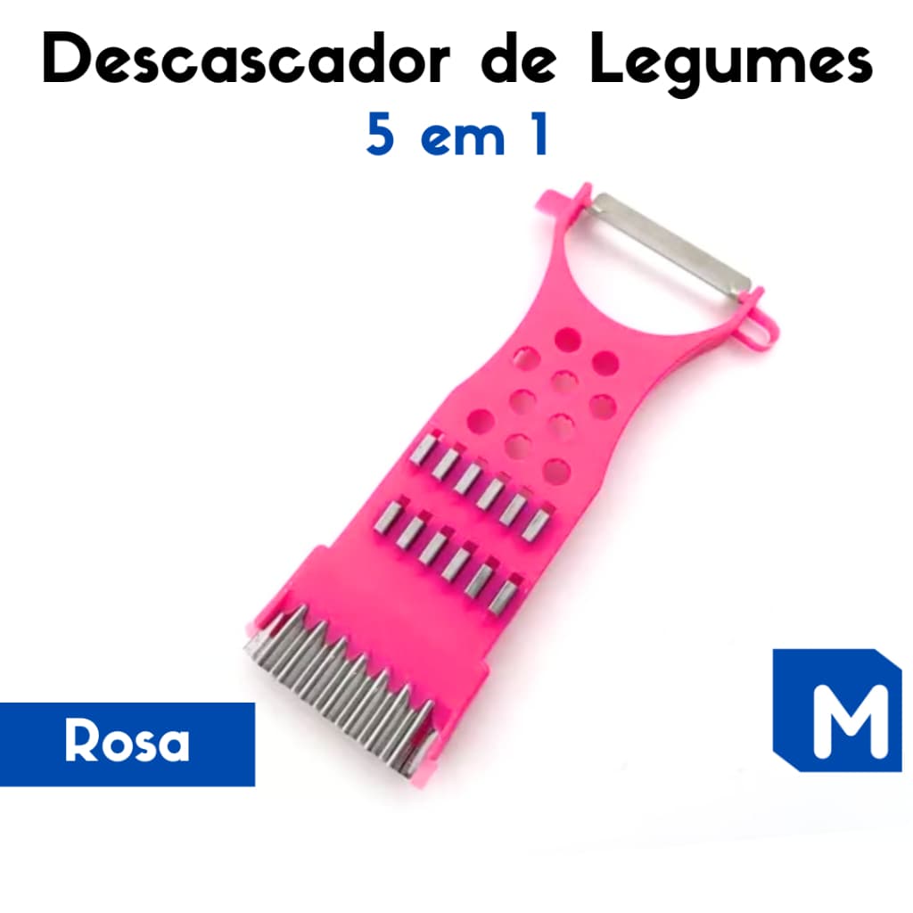 Descascador de Legumes e Frutas Inox Acrílico Utensílio de Cozinha Rosa