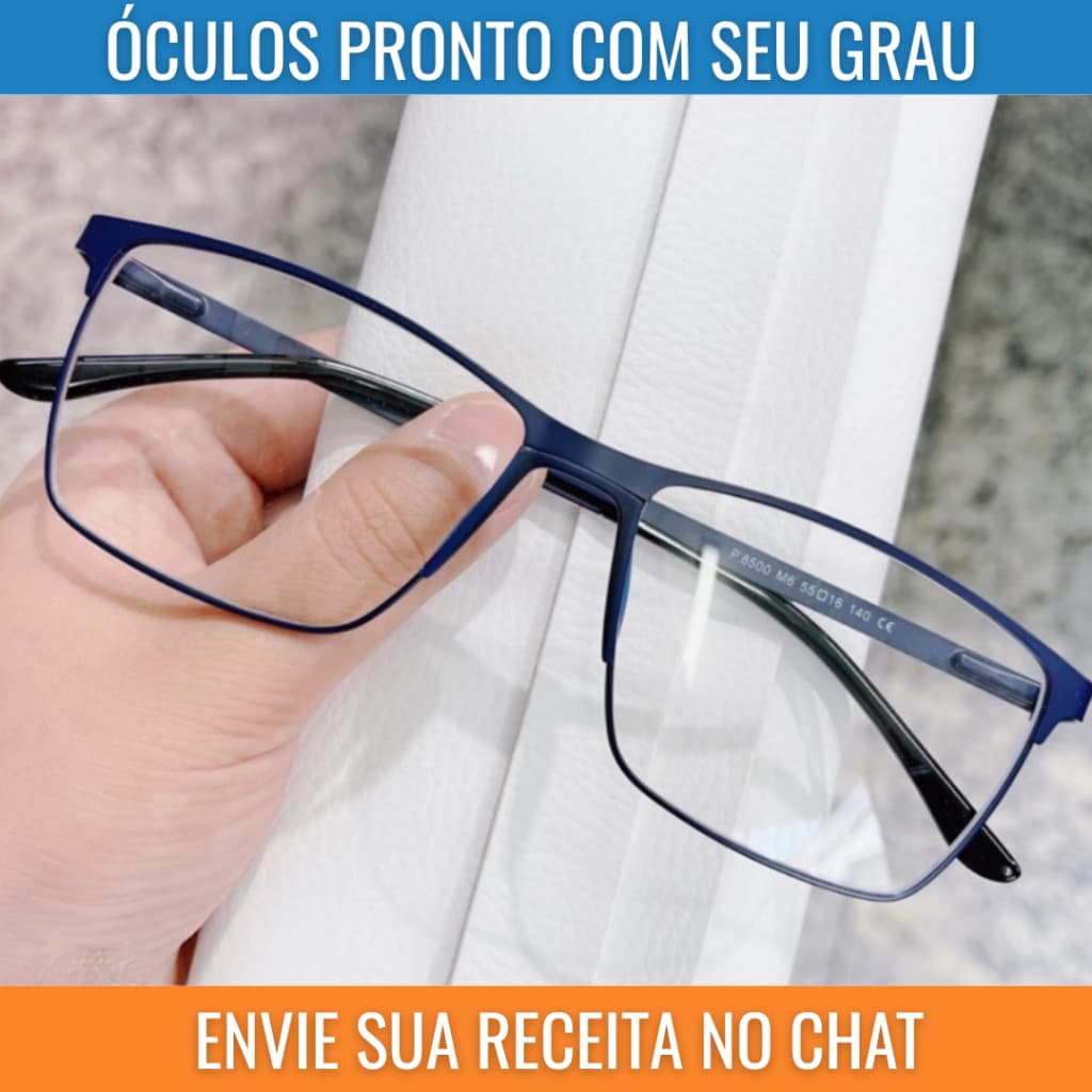 Armação Para Óculos de Grau Masculina Retangular feita em Titânio 100% Resistente | Fazemos óculos com seu grau