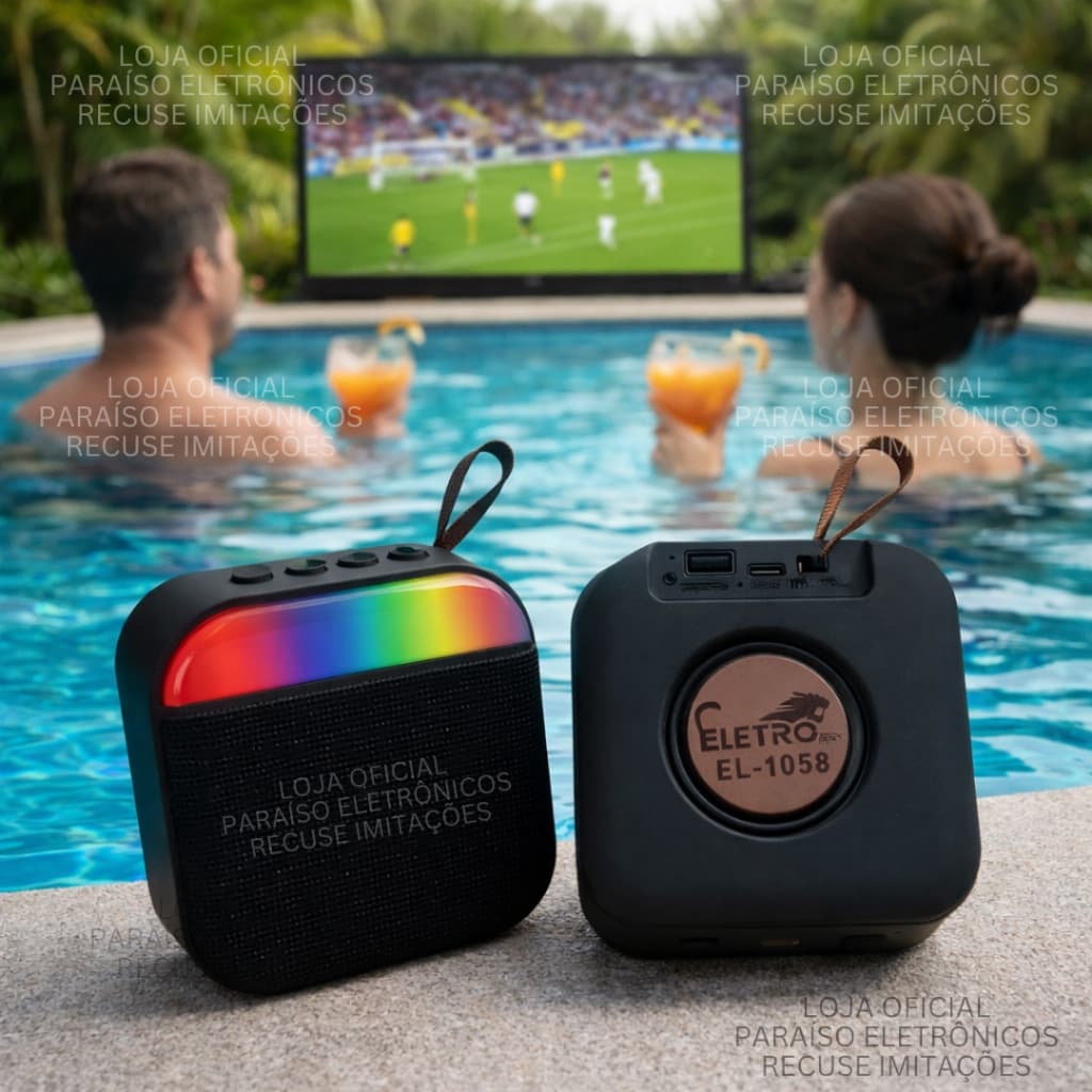 Caixa de Som Mini 10W Bluetooth Portátil POTENTE LED TWS 500 mAh