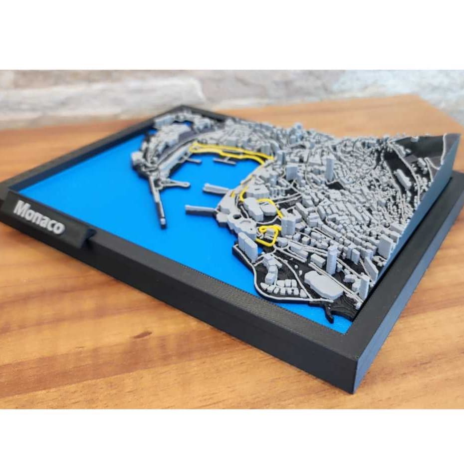 Decorativo Circuito F1 de Mônaco 3D | Pista Mapa Urbano em Alto Relevo