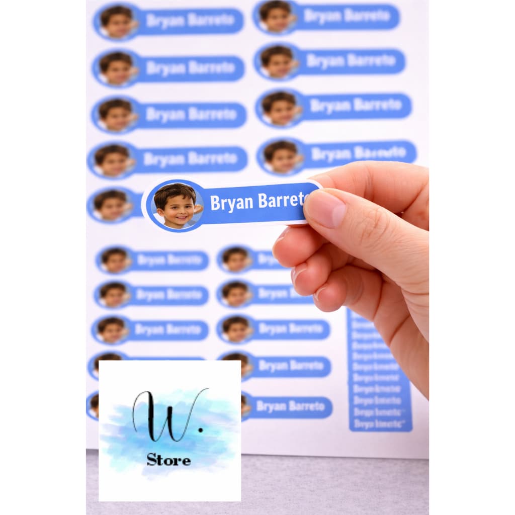 Kit Etiquetas Escolares Personalizadas com Foto da Criança 72 unidades
