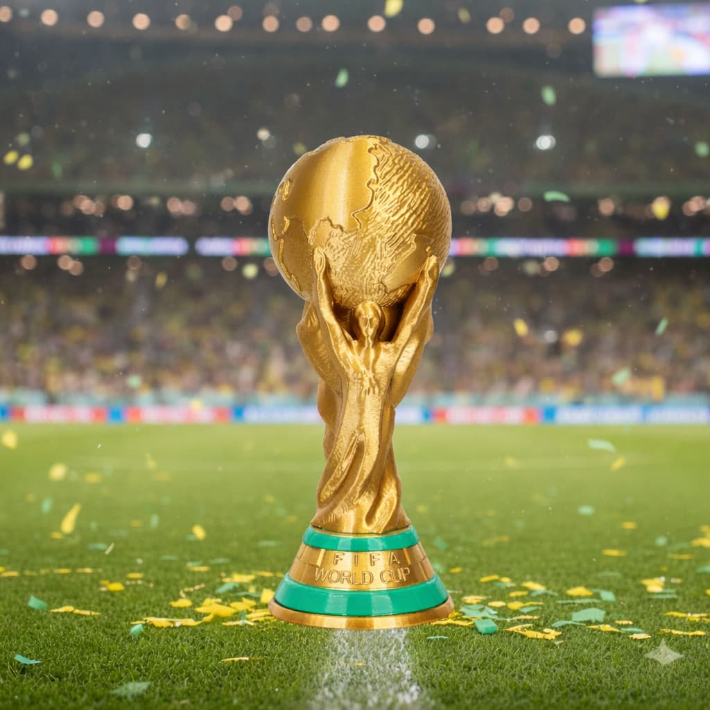 Taça da Copa Decorativa 3D | Presente Criativo Futebol | Decoração Casa e Escritório