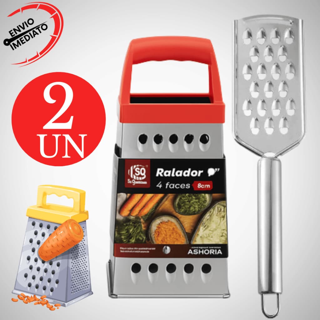 Kit 4 Ralador Manual Ralador 4 Faces 100% Aço Inox Para Queijo Legumes Alho Frutas Cozinha