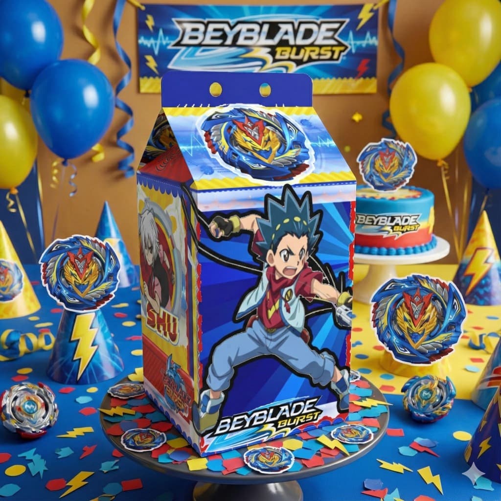 Caixinha Milk Tema Beyblade Festa Infantil  Lembrança Para Festa - Pronta Entrega