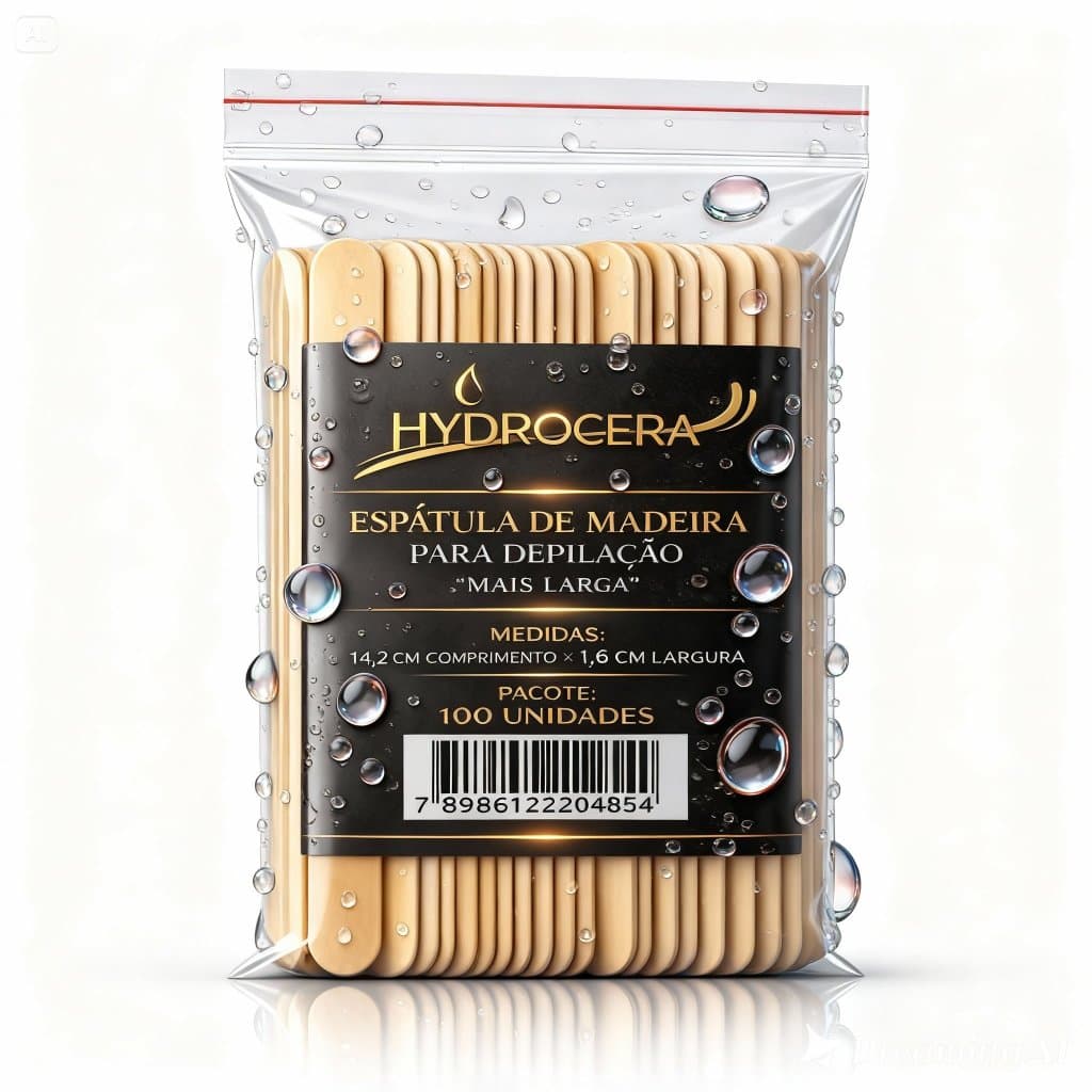 Espátula De Madeira Largo Epilação 100 Un. HYDROCERA Palito Mais LARGO (1,8cm) Manuseio de Cera