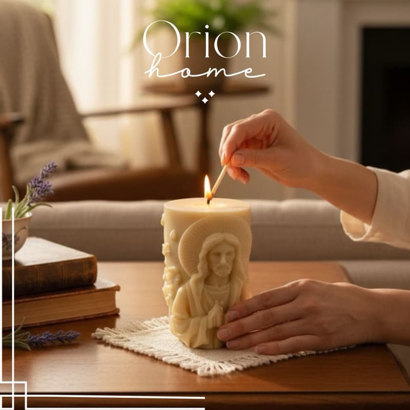 Vela aromática escultural 320g - Luz sagrada religiosa- PREMIUM OFICIAL ORION HOME