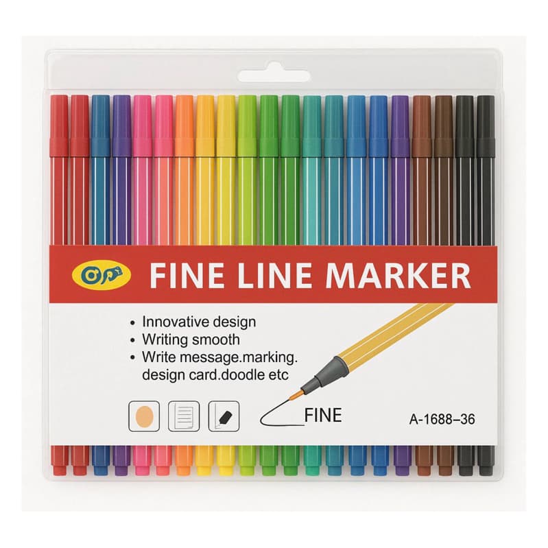 kit com 36 cores canetinhas de contorno ponta fina material escolar Ideal para Lettering, Desenho e Mandalas