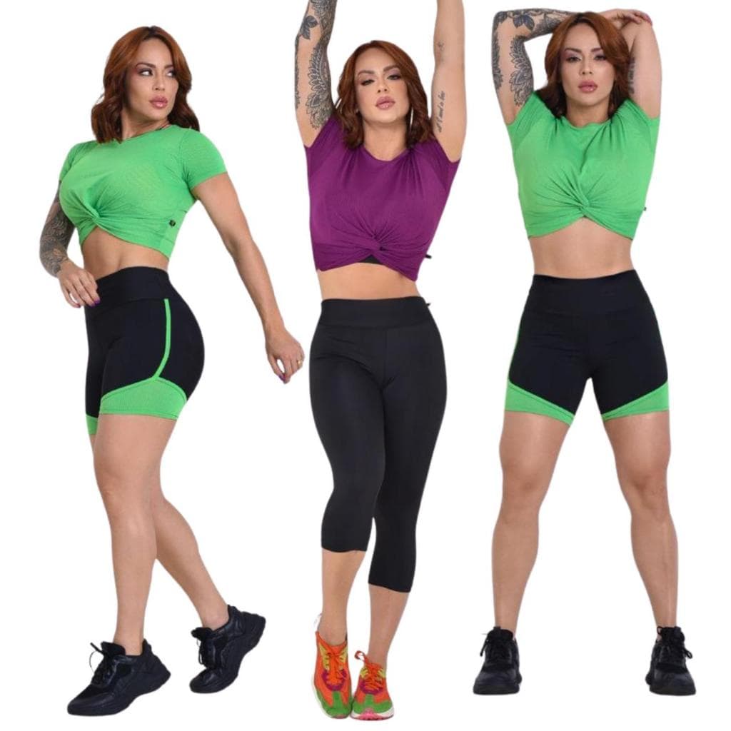 Kit 3 Blusa Cropped Nozinho Dray Fitnes Feminino  Academia Confortável para Malhar e de Qualidade Moda Esportiva