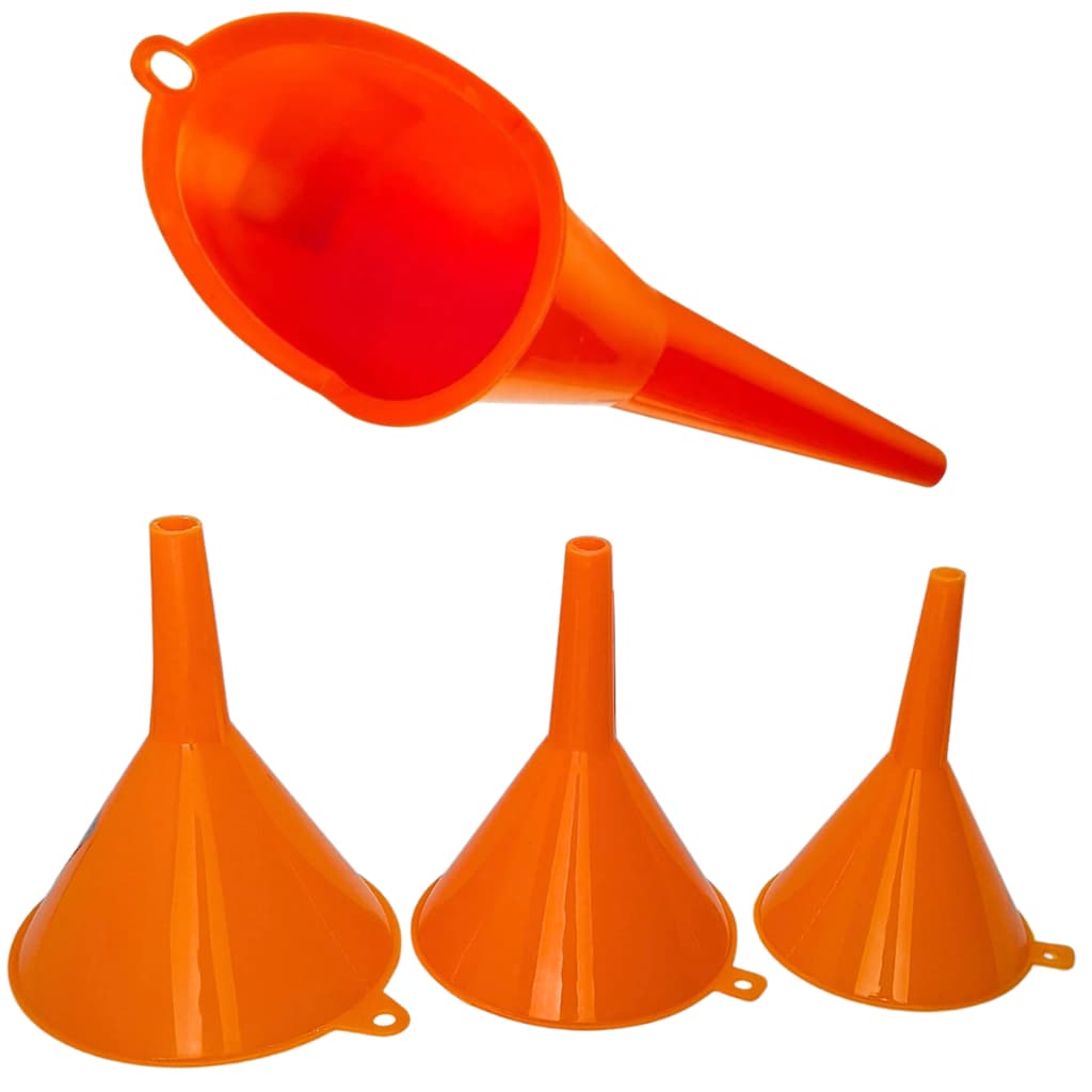 Kit Funil Longo + 3 Funis Plastico Produto para Trocar Óleo Fluídos Combustível Cabo Longo Bestfer 28cm Automoveis Carro