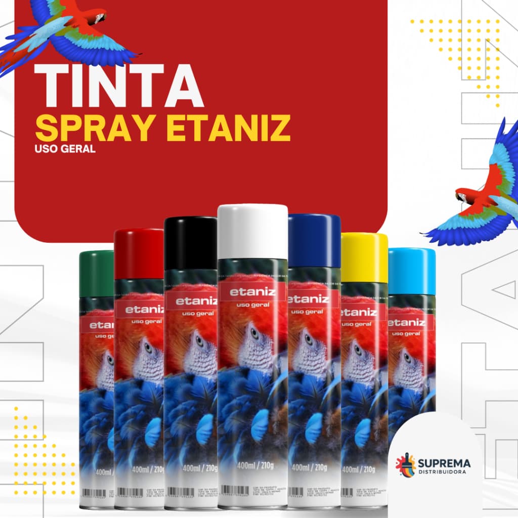 Tinta Spray Profissional Uso Geral Secagem Rápida alta Cobertura Metal Madeira Plástico Multiuso Automotiva Etaniz 400ML
