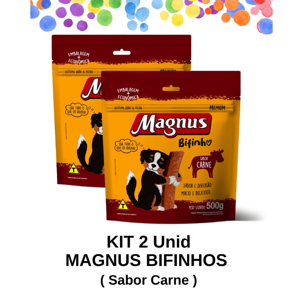 MAGNUS BIFINHO SABOR CARNE 500g - KIT COM 2 PACOTES DE 500G ( 1 KG NO TOTAL )
