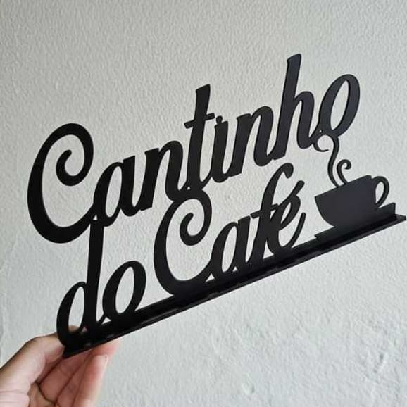 Placa Decorativa "Cantinho do Café" em MDF cru, dourado, prata, rosa  entre outros