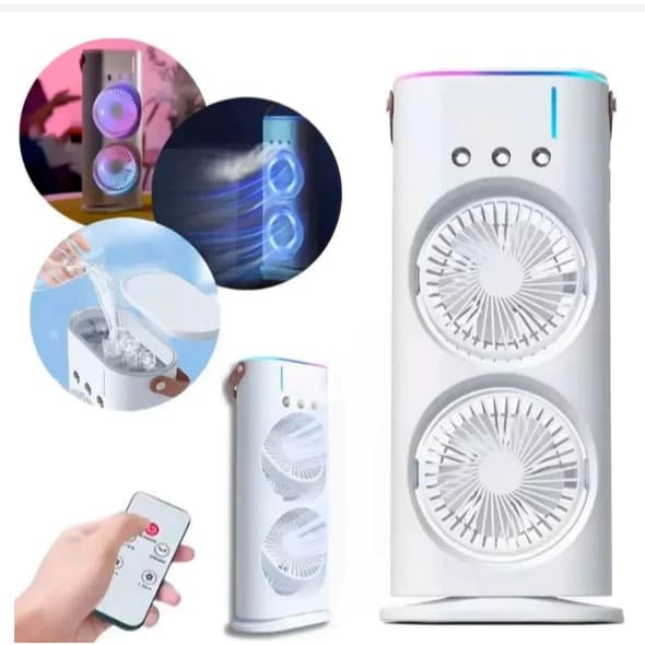 Ventilador Umidificador Duplo Torre 3 Velocidades Portátil Climatizador Led Ar Condicionado USB