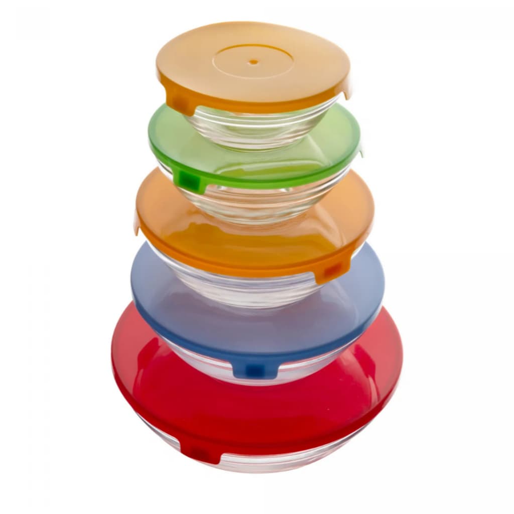 Conjunto 5 Tigelas de Vidro com Tampa de plastico- Lyor