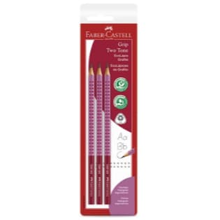 Kit 3 Lápis Grafite Faber Castell Grip Two Tone Ergonómico Rosa DE Volta As Aulas