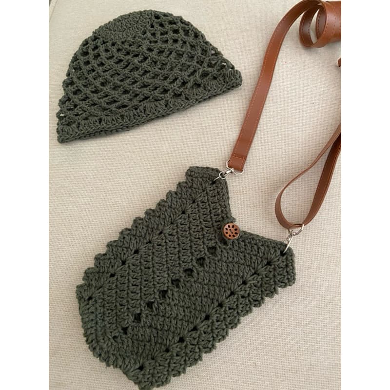 Bolsa + Touquinha de Crochê - Kit Verão Headpiece e Bolsinha Tiracolo Carnaval Feita à Mão