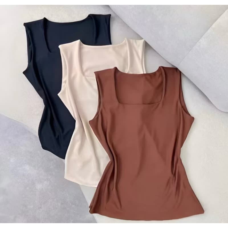 Blusa Regata Feminina Decote Quadrado Suplex Liso Moda Verão