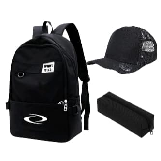 Kit Mochila Bolsa Reforçada Ajustável Várias Cores Uso Dia a Dia Trabalho Academia Passeio Faculdade Bone Estojo Promo