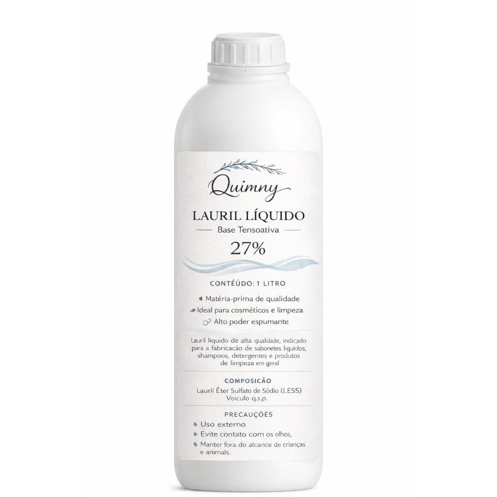 Lauril Líquido 27% QUIMNY – Base Tensoativa 1 Litro | Alto Poder Espumante | Cosméticos e Limpeza
