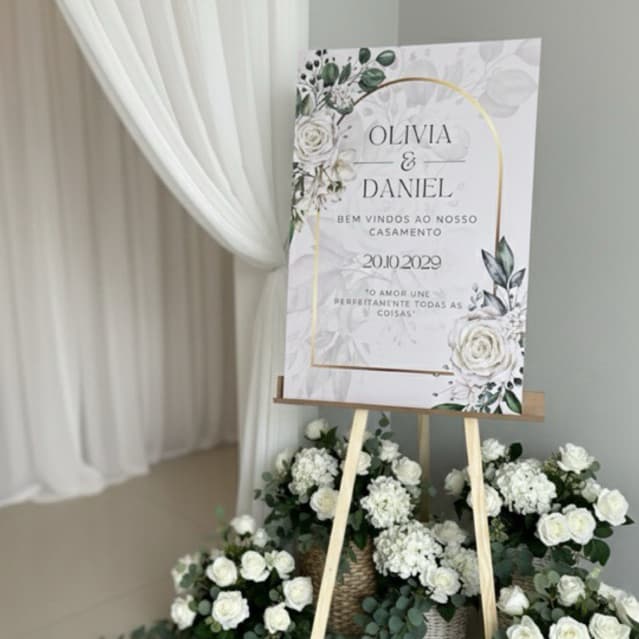 Placa Recepção Personalizada para Entrada de Casamento Premium Personalizada Casamento Premium