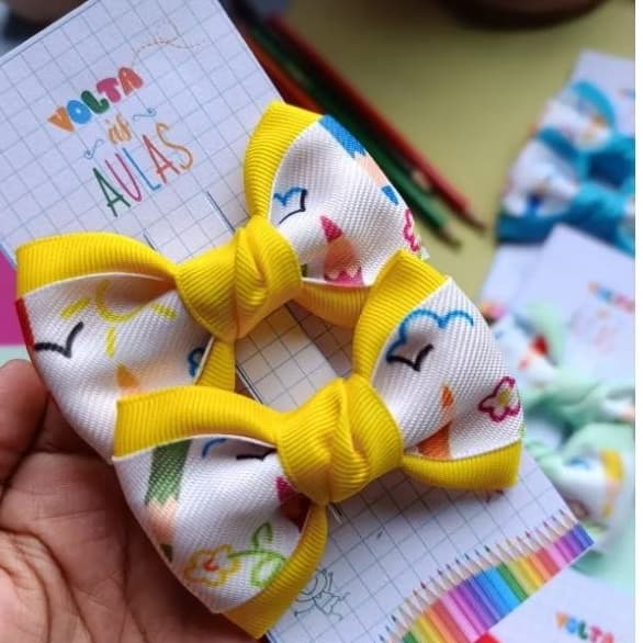 parzinho escolar, parzinho de laços infantil, volta as aulas, xuxinhas,kit de laços escolares