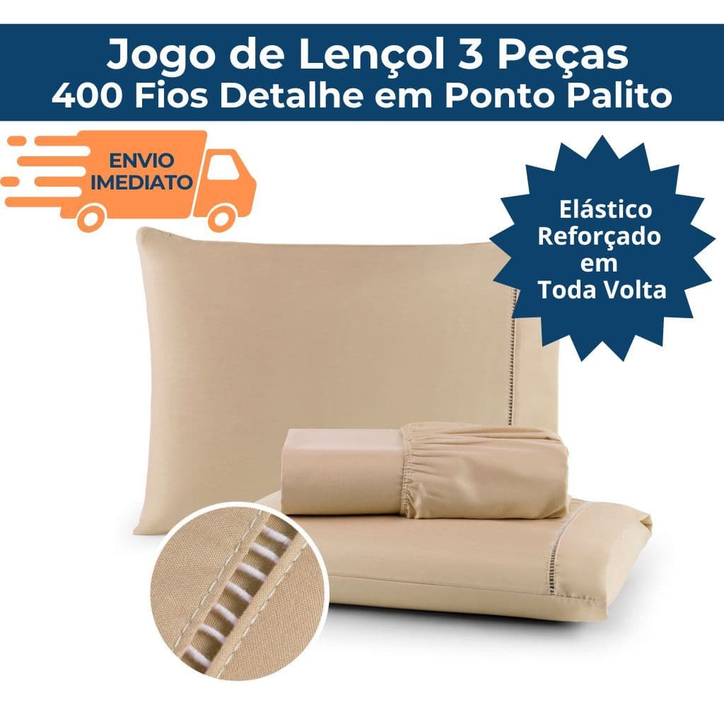 Jogo Lencol Solteiro Casal Queen King Micropercal 400 Fios Com Ponto Palito Não Desbota