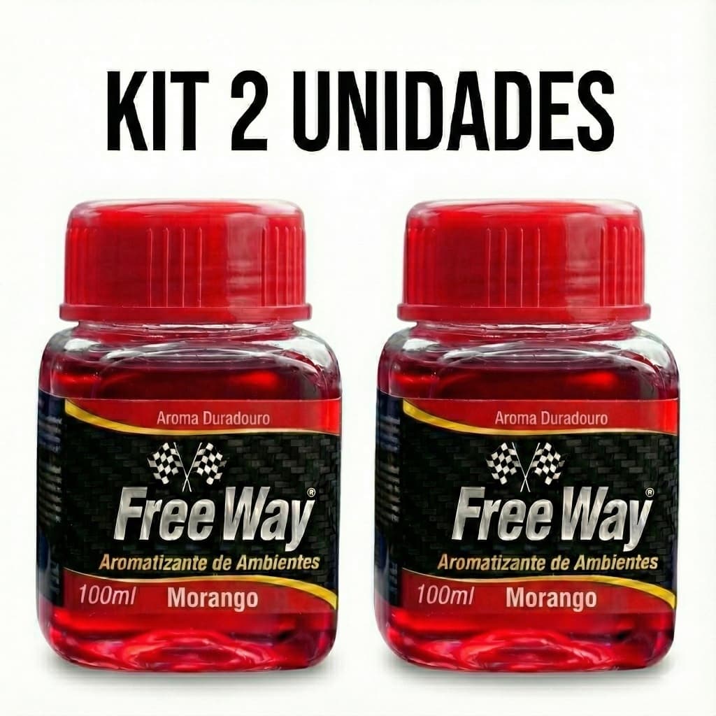 Kit 2 Aromatizantes Líquido Automotivo Free Way - Morango - Cheirinho para Carro