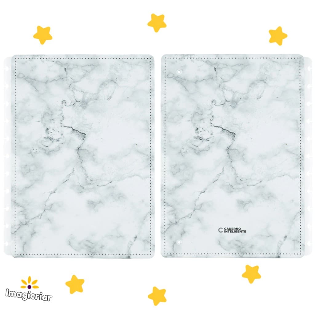 Capa e Contracapa Bianco para Caderno Inteligente | Tamanho Inteligine, A5, Médio ou Grande | Marmorizado Branco Mármore