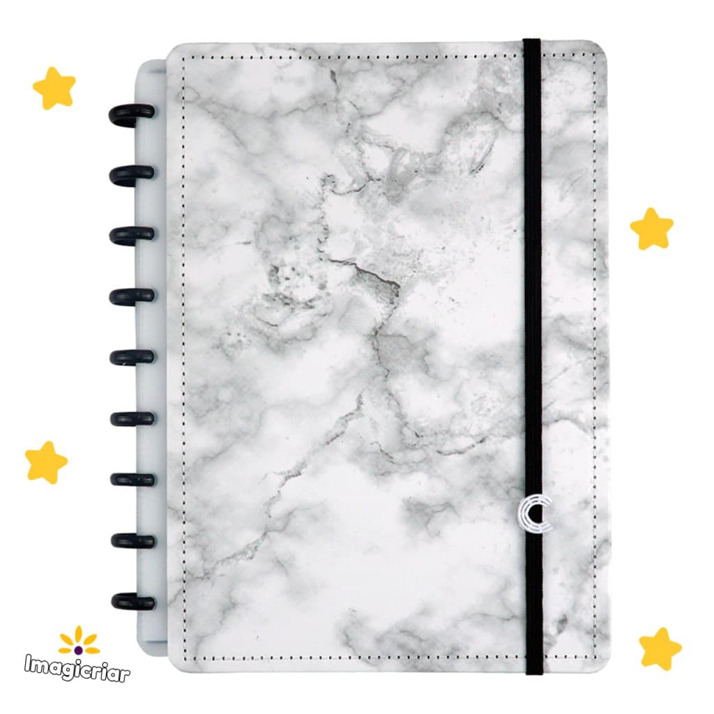 Caderno Inteligente Bianco | Tamanho Inteligine, A5, Médio ou Grande | Marmorizado Branco, Mármore