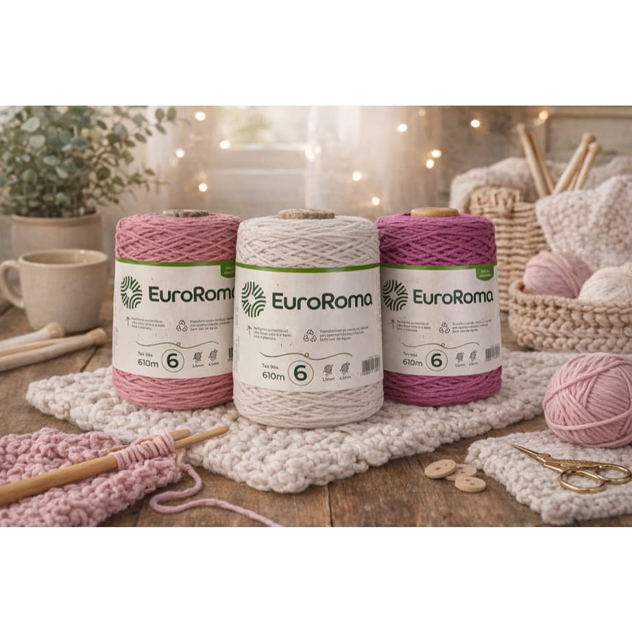 Barbante Euroroma N6 Colorido 610m Cru Rosa pink