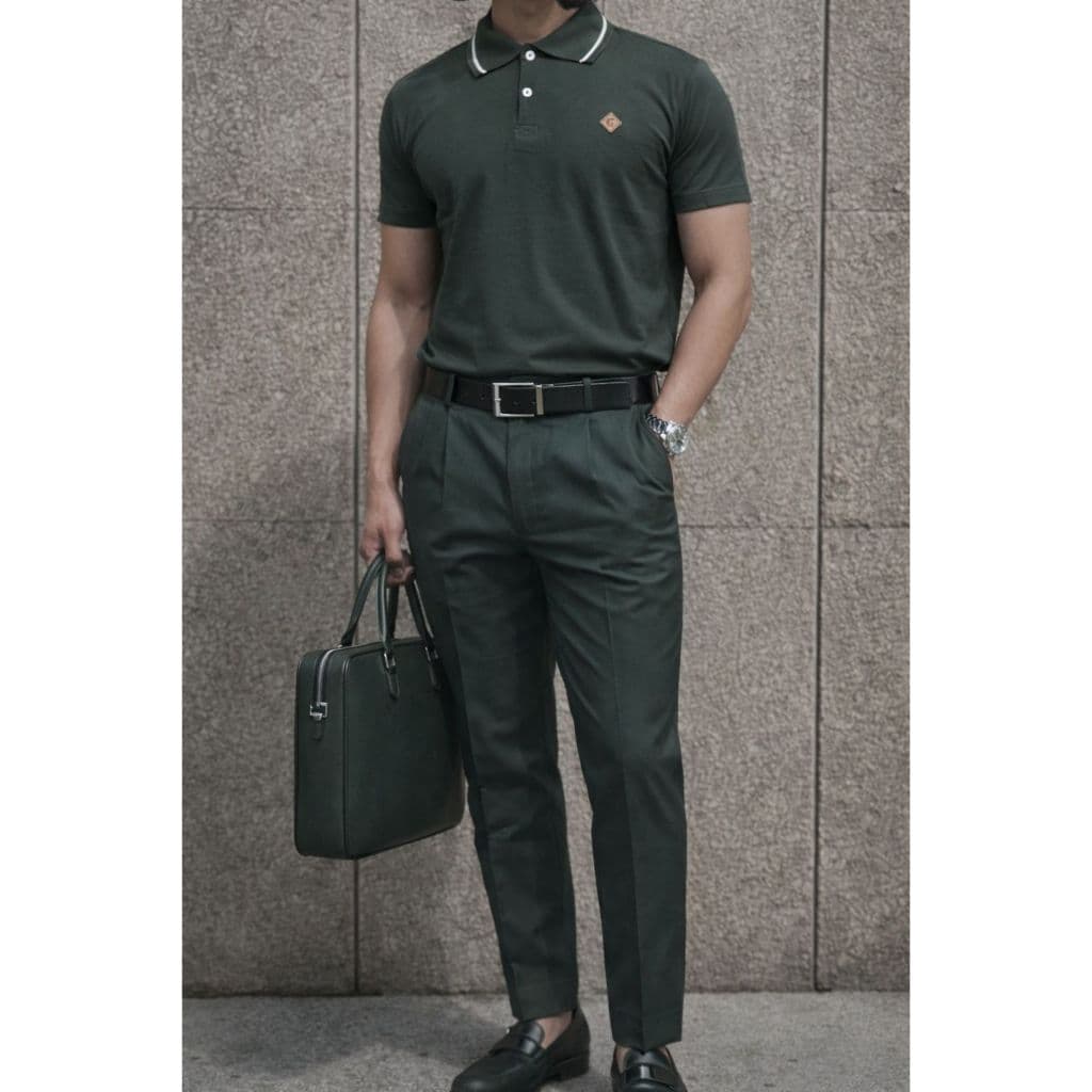 Kit Calça Social Reta + Gola Polo Masculina Algodão - Elegâncio e Conforto Tam Do 36 Ao 48