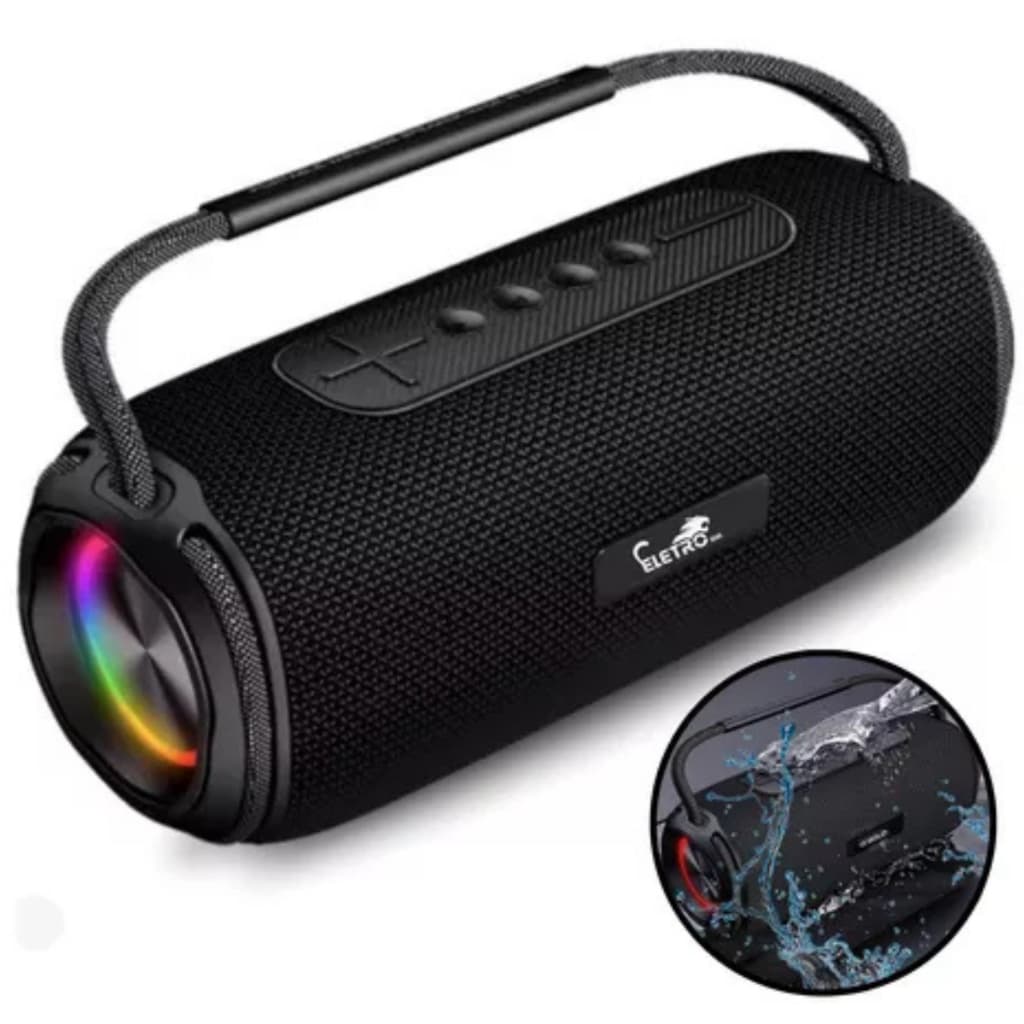 Caixa De Som Bluetooth 100w Graves Bass Bosst Potente Agold Super Alta Ipx6 Portatil Preto 110V/220V Alta