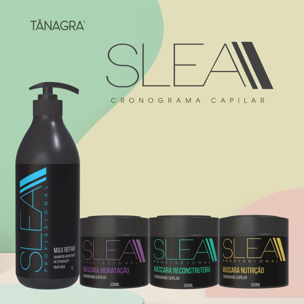 Kit Cronograma Capilar SLEA Tânagra Completo c/ 03 Máscaras Shampoo 1Litro