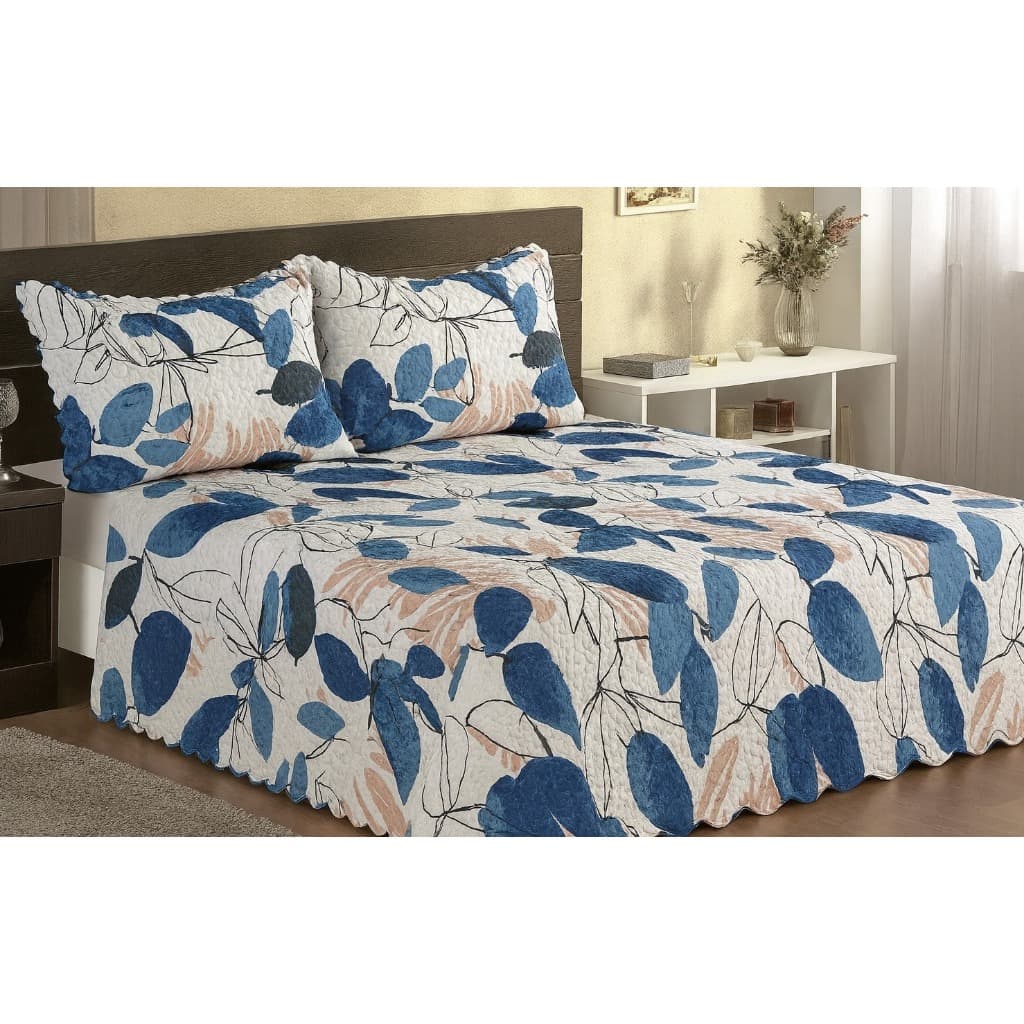 Kit 3 Peças Colcha Cobre Leito P/ Cama Casal e Queen 2,60m x 2,40m  Dupla Face Lindas Estampadas