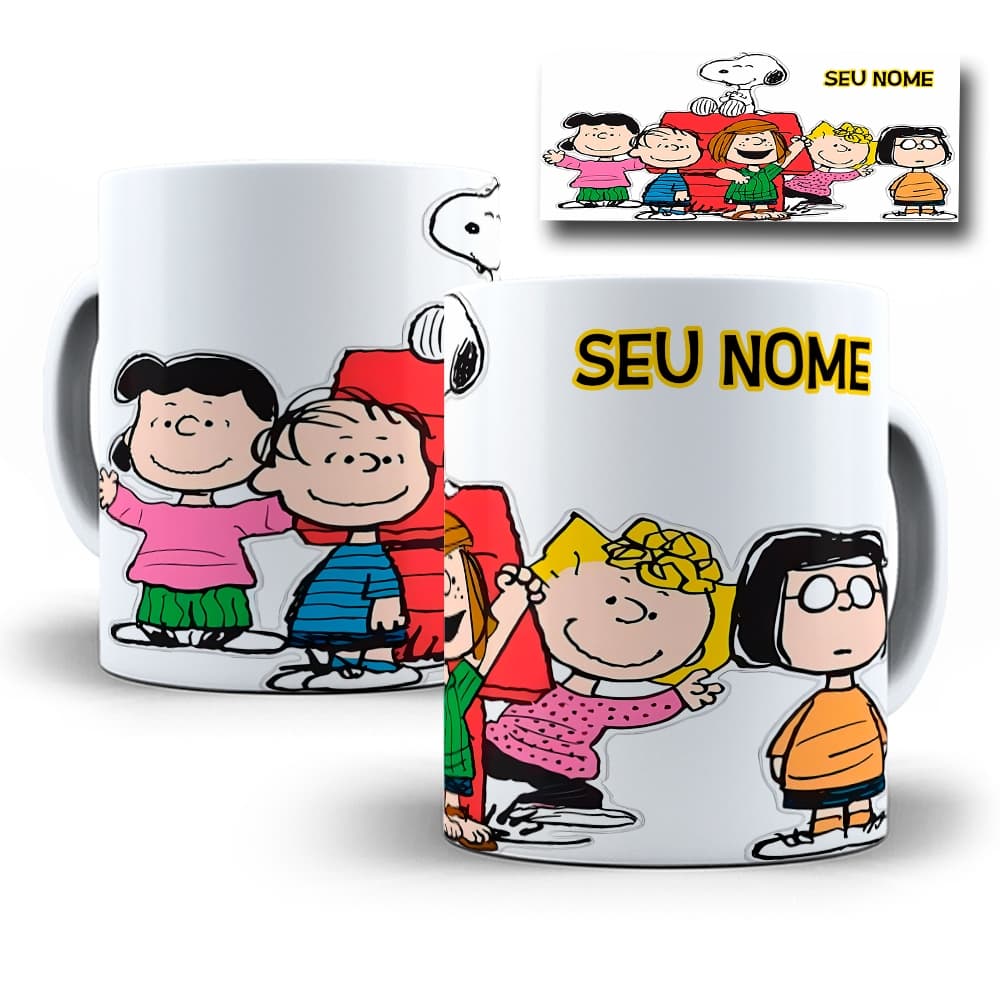 Caneca de Porcelana Snoopy Personalizada Com Nome