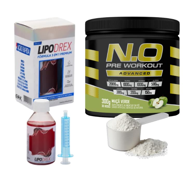 Kit Energia e Performance | Lipodrex Líquido + Pré Treino N.O Advanced