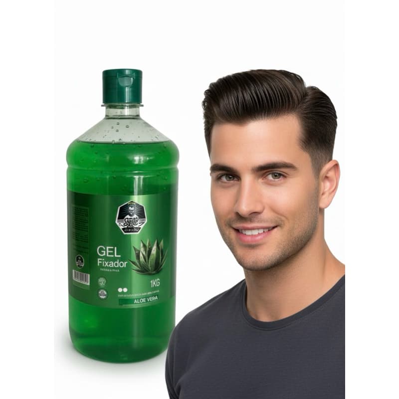 Gel Fixador Santo Barbudo Aloe Vera 1kg Fixação Forte Cabelo e Barba