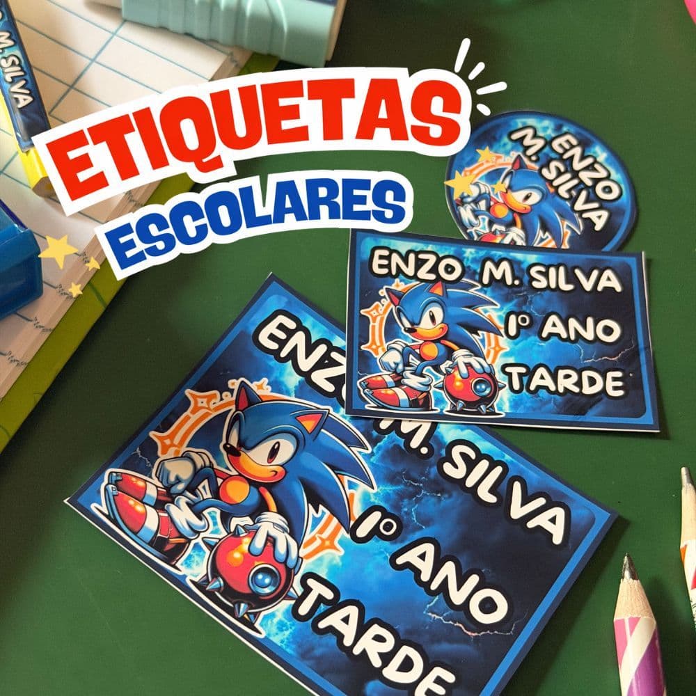 Kit 91 Etiquetas Escolares Personalizadas | Etiquetas Volta às Aulas | Material Escolar | Menino | Menina