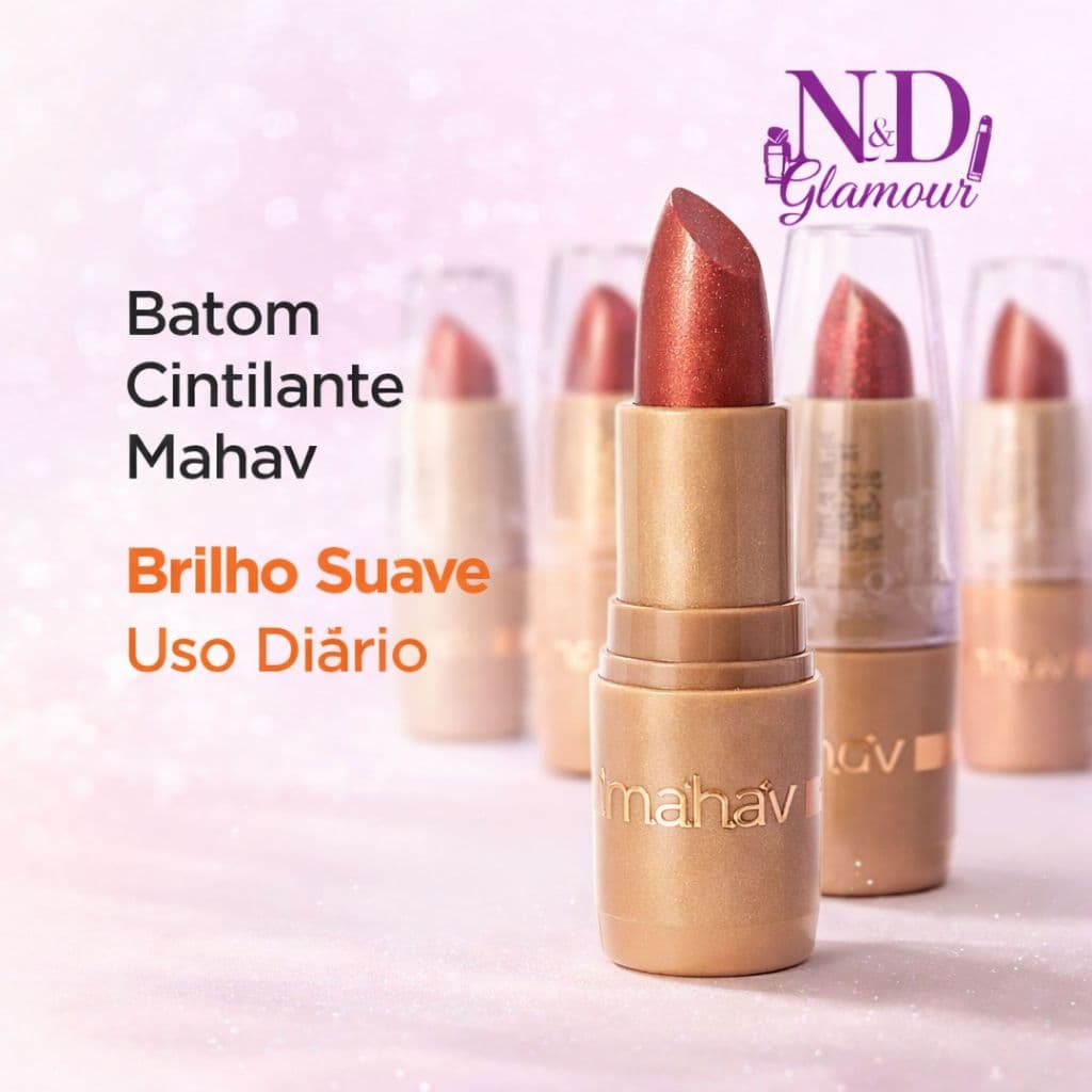 Batom Cintilante Hidratante Mahav  Brilho Intenso, Emoliente e Conforto Diário  - 3,5g