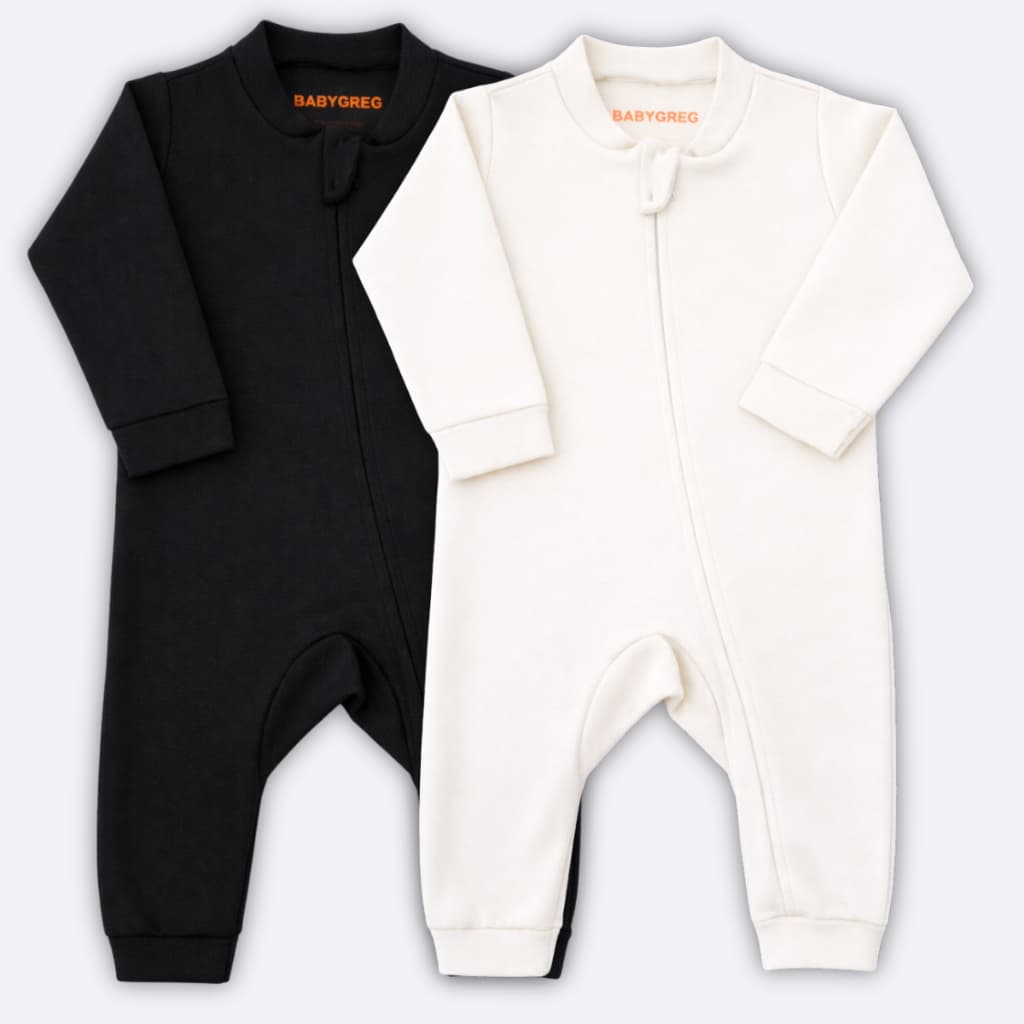 2 Peças Macacão Bebe com ziper Cores Minimalista 0 a 12 meses - BABY GREG