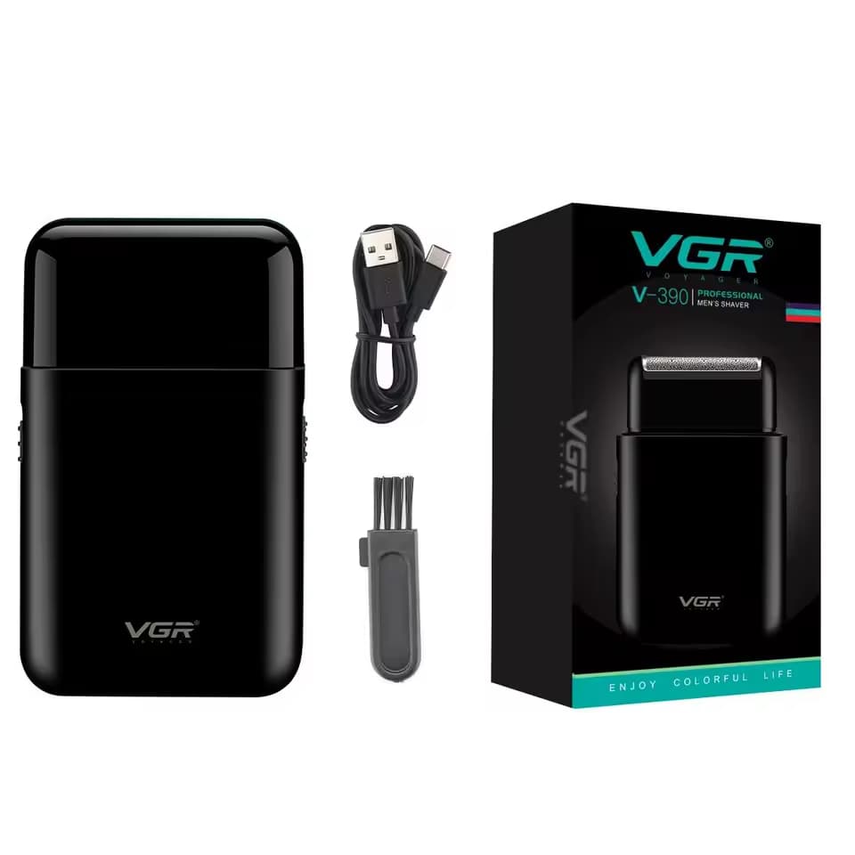Mini Barbeador Elétrico Vgr V 390 Mini Portatil Preto Barba
