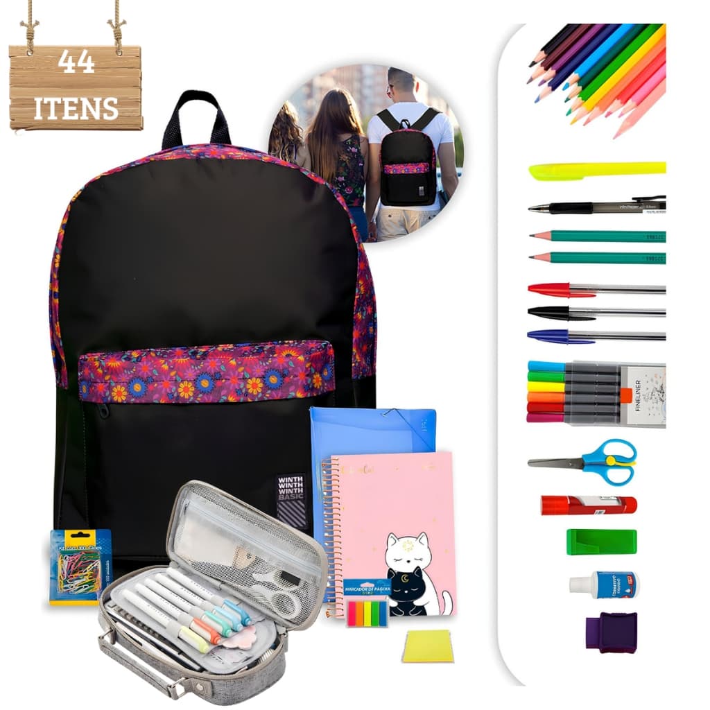 Kit Material Escolar Completo Com ou sem Mochila itens Premium Estojo Escolar Volta As Aulas 2026
