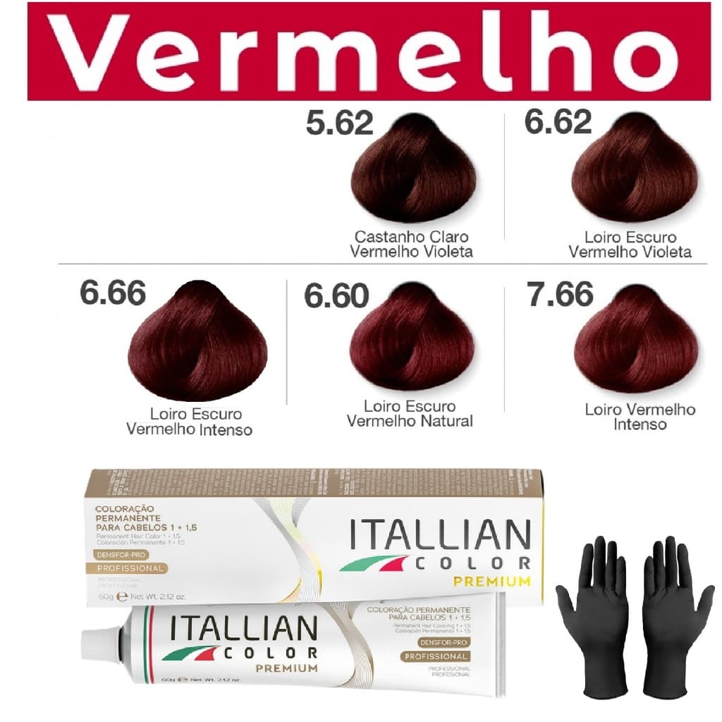 Coloração Capilar - Tonalizantes Vermelho Itallian Color Profissional Tubo 60g - A Escolha