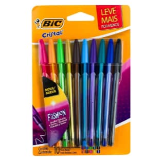 Kit Caneta Bic Cristal Esferográfica Com 10 Cores Fashion Ponta 1.2mm Volta As Aulas