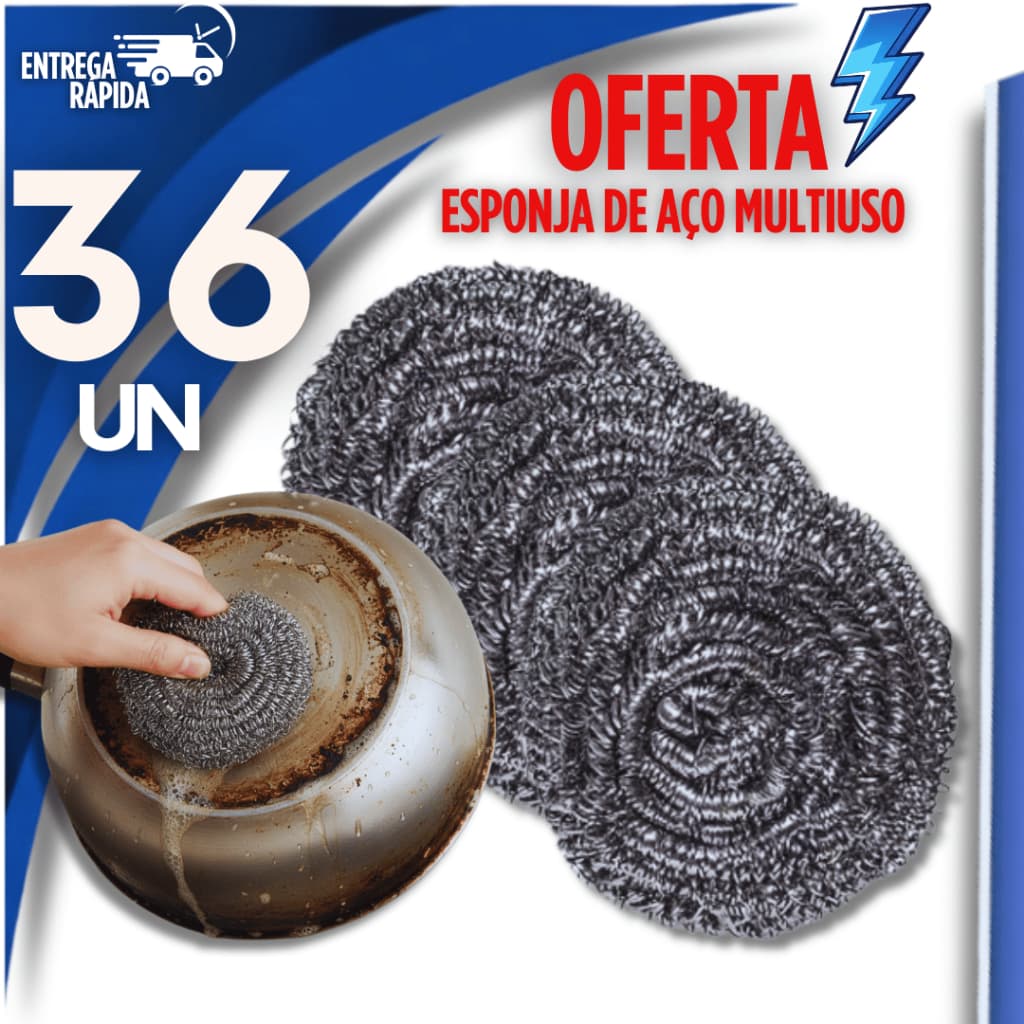 Jogo 36 Esponjas De Aço 10g Limpeza Pesada Premium Utilidades Limpeza garantida Panela Grelha Premium